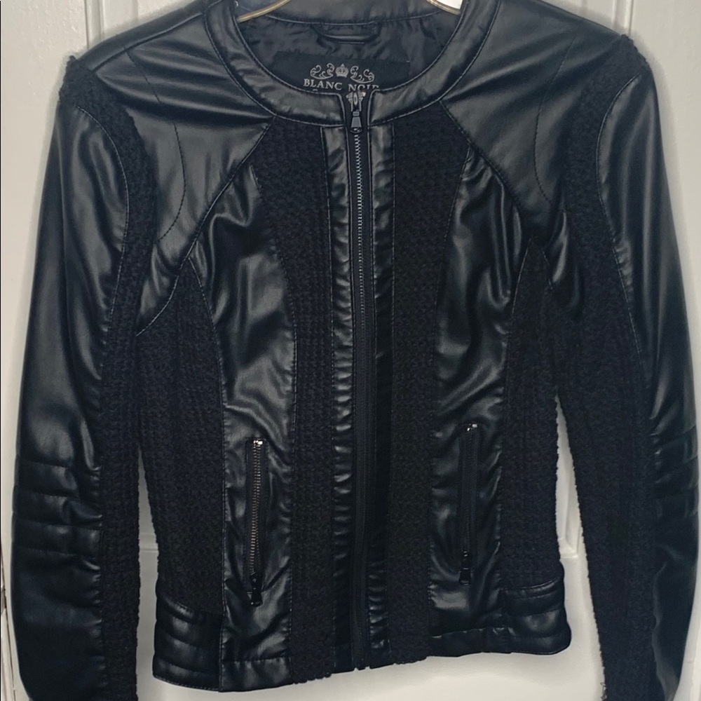 Black quilted + leather jacket